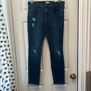 LOFT Outlet Dark Wash Modern Skinny Jeans - size 8 - distressed